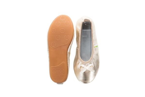 Rolly school slippers ballerina gold girls nonslip sole