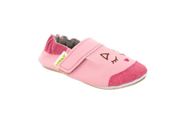 Rolly slippers toddlers mini kitten pink leather