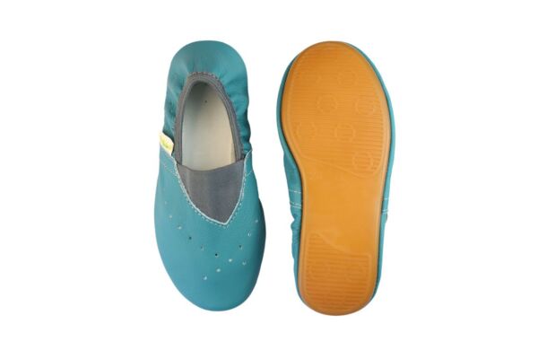 Rolly school leather slippers fly boy turkiz nonslip sole