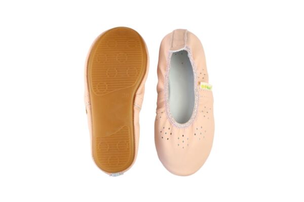 Rolly school leather slippers fly girl nude nonslip sole
